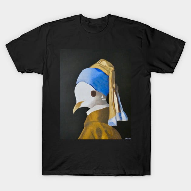 Dottie, a Dove With a Pearl Earring T-Shirt by rogerstrawberry